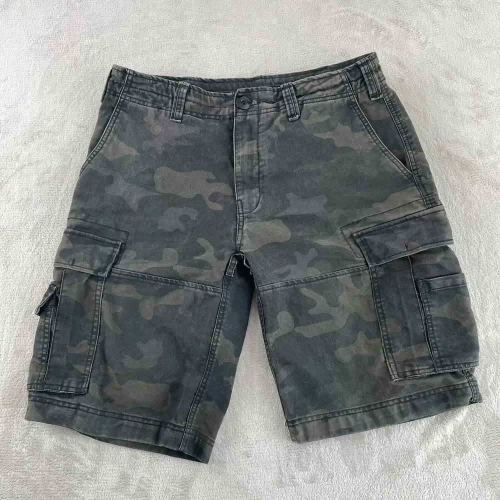 Brandit‎ Combat Cargo Shorts Men XL Black Woodland Camo Tactical Outdoors